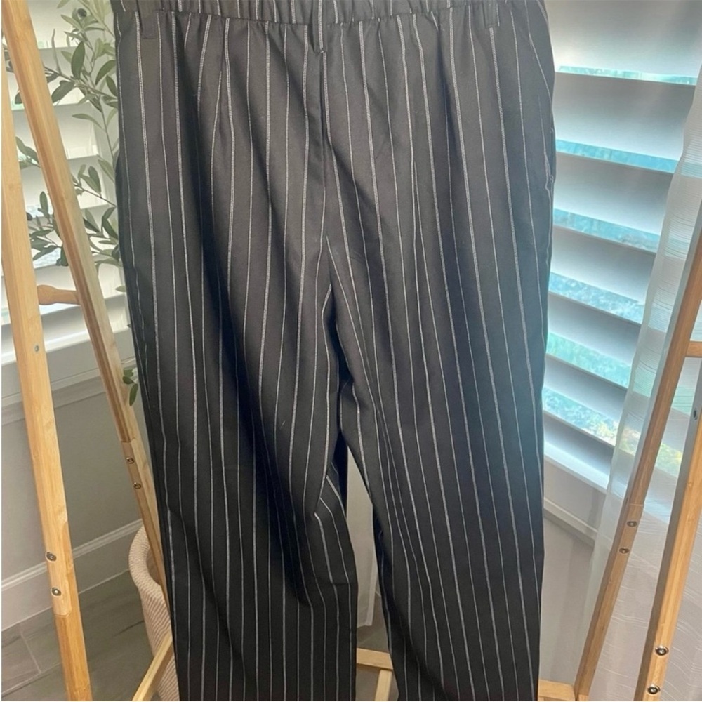 H&M Black Pinstripe Trousers Office Work Pants Corporate Executive Business